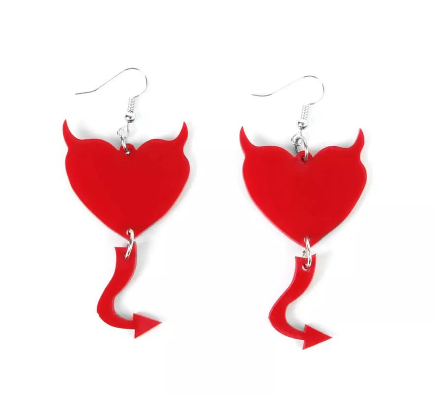 Pendientes de Corazón Diablesa rojo