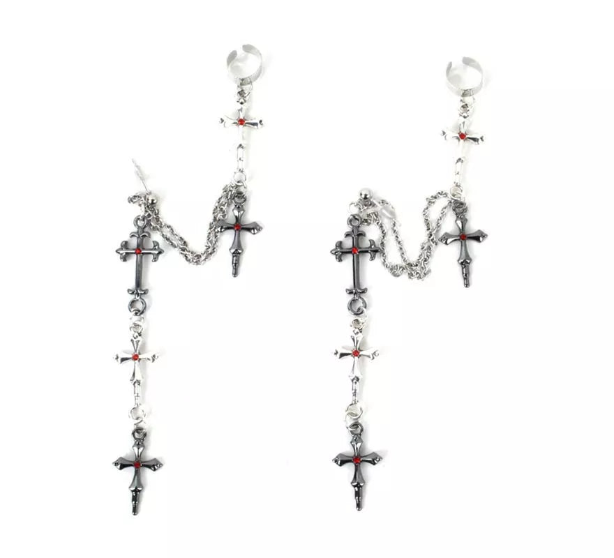 Translation missing: es.Pendientes de Cruz Gótico con cadenas