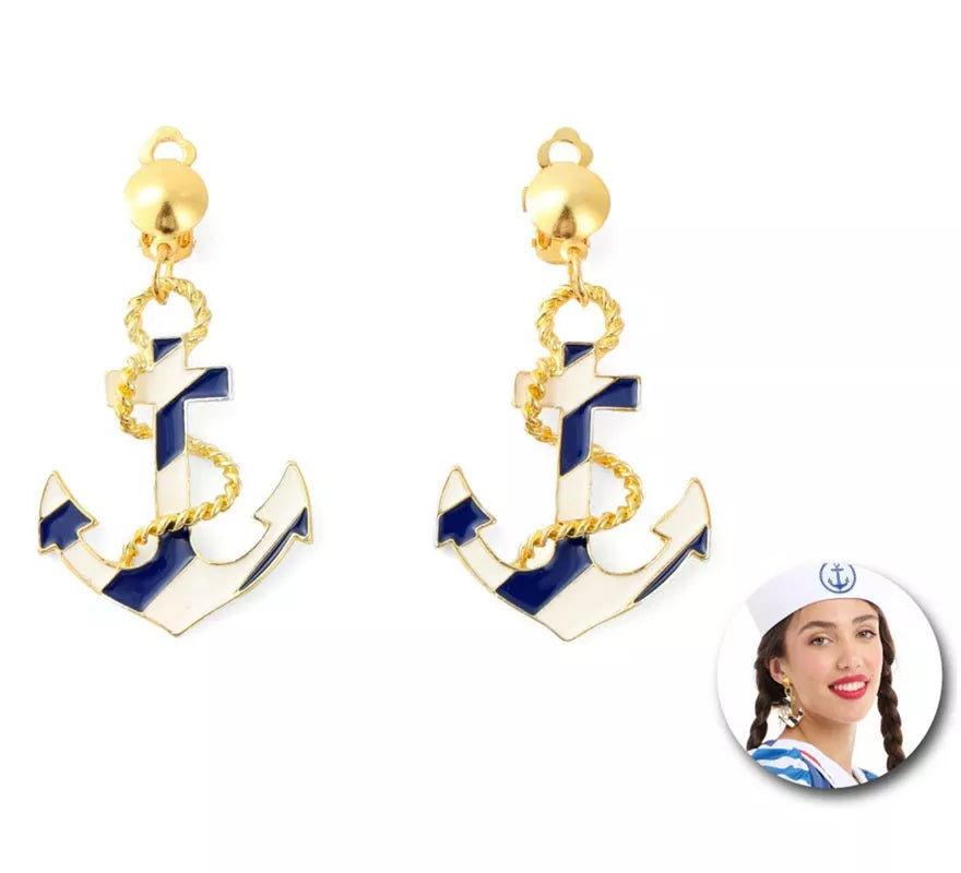 Translation missing: es.Pendientes de Marinera anclas azules