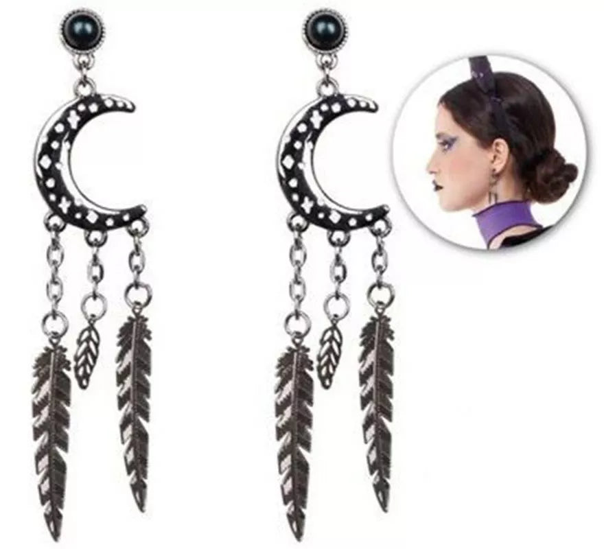 Translation missing: es.Pendientes de Medias Lunas con Plumas