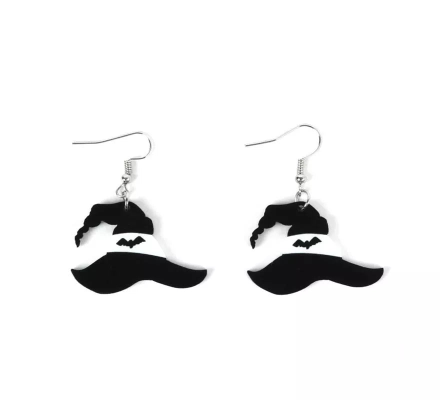 Translation missing: es.Pendientes de Sombrero de Bruja negro y blanco