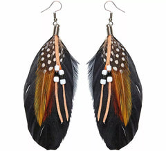 Pendientes Indios con Plumas y Perlitas