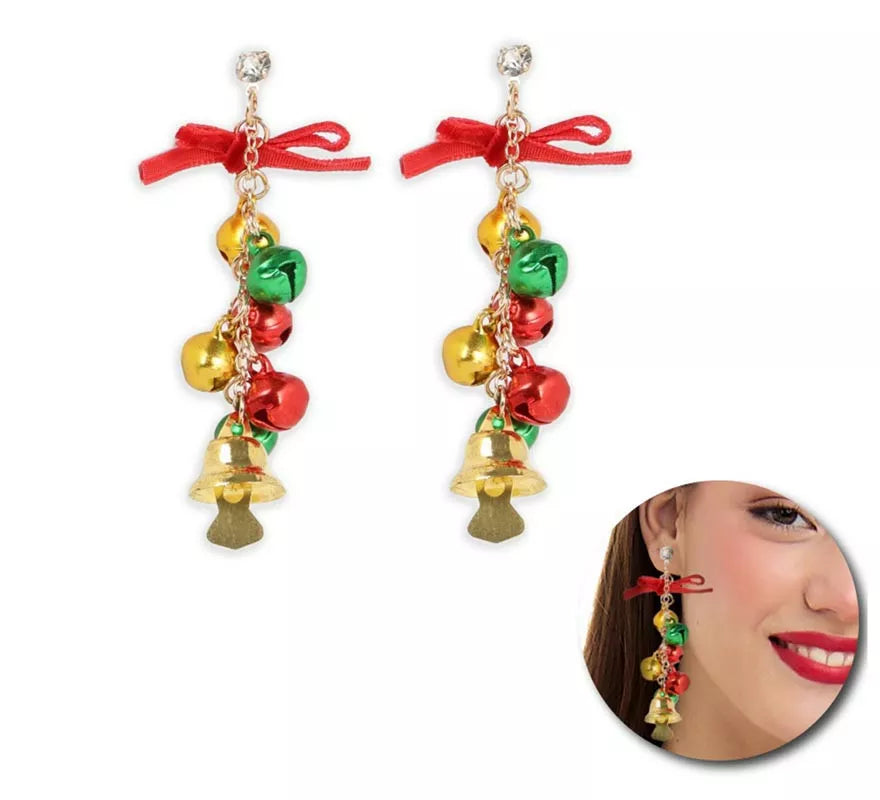 Translation missing: es.Pendientes Ramo de Cascabeles y Campana Navidad de 2x6,5 cm