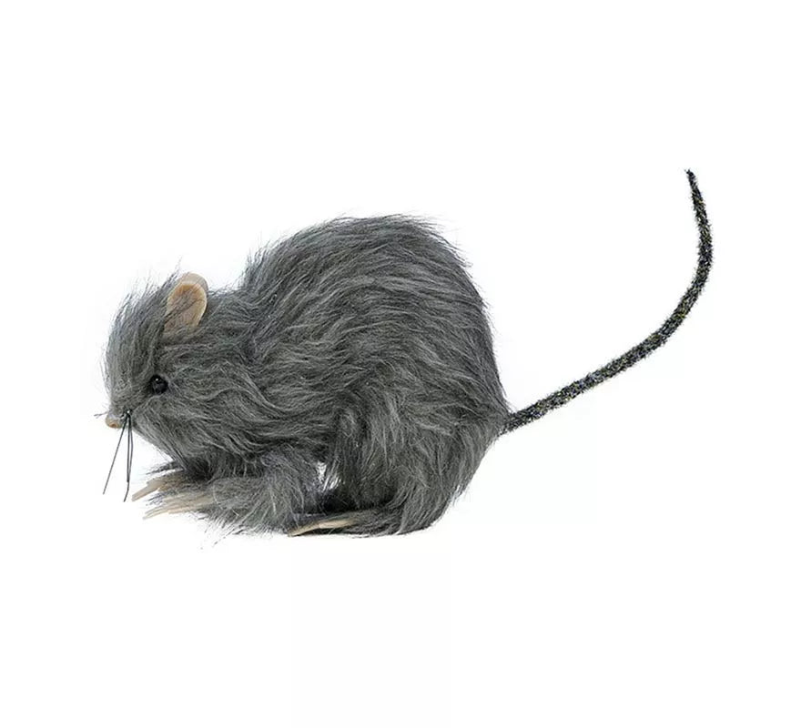 Pequeña Rata Peluda gris de 15 cm