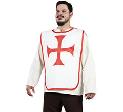 Peto Medieval Cruz roja con blanco para adulto