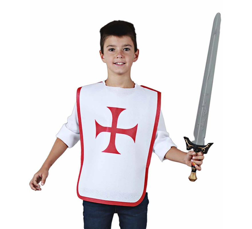 Translation missing: es.Peto Medieval Cruz roja para niño y adolescente