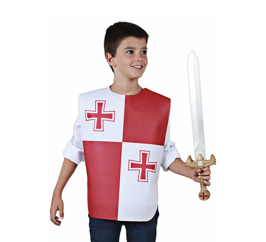 Translation missing: es.Peto Medieval Doble Cruz roja para niño y adolescente