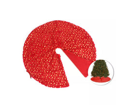 Pie de Árbol de Navidad Rojo con Estrellas Doradas de 90 cm