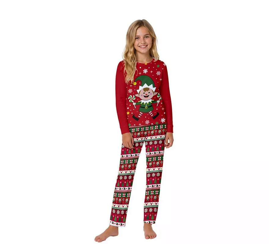 Pijama Navideño de Elfo de 2 Piezas para niños