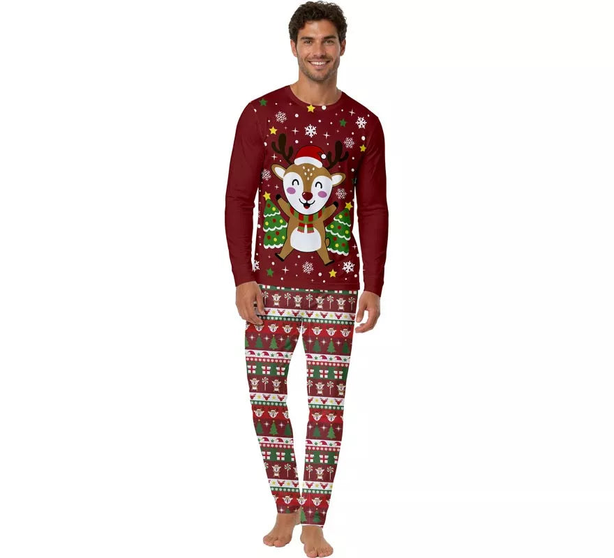 Translation missing: es.Pijama Navideño de Reno de 2 Piezas para hombre