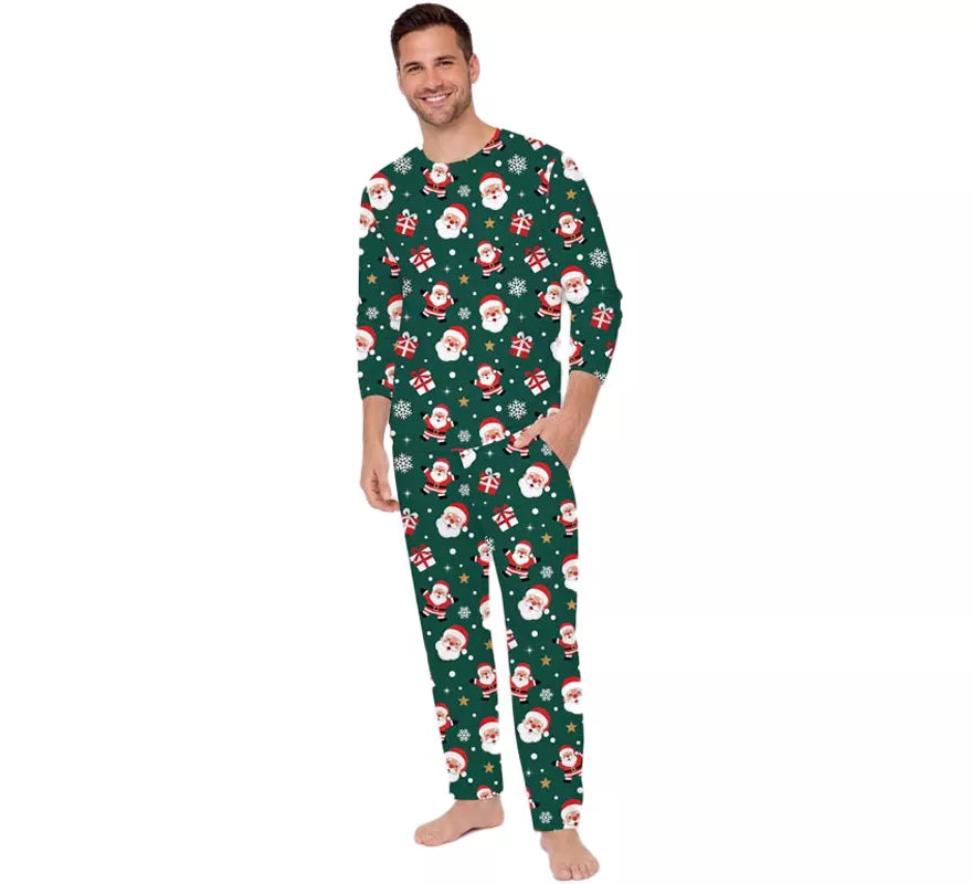 Translation missing: es.Pijama Navideño verde de 2 Piezas para hombre