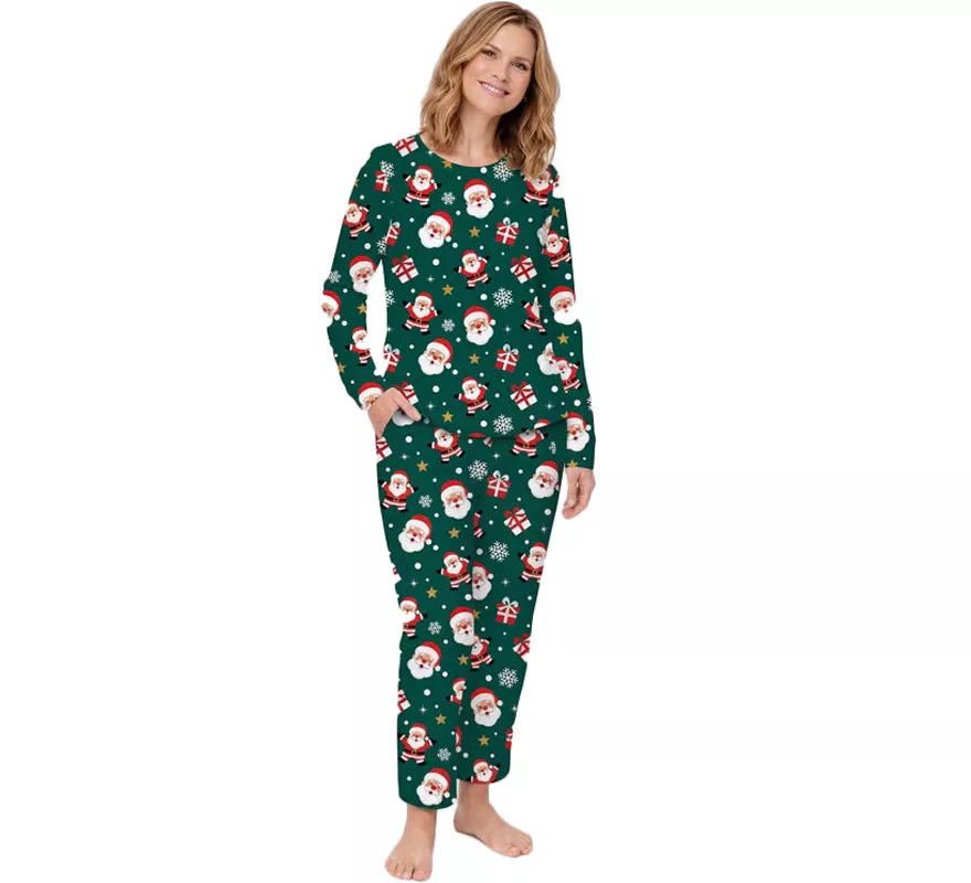 Translation missing: es.Pijama Navideño verde de 2 Piezas para mujer