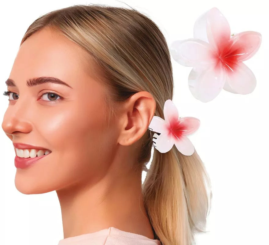 Pinza Flor para Pelo de 8 cm blanca y centro en varios colores