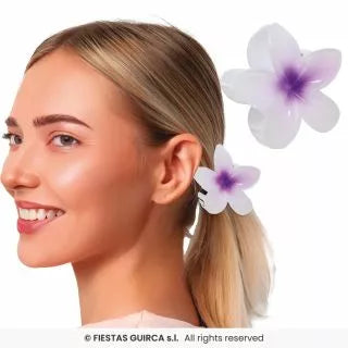 Pinza Flor para Pelo de 8 cm blanca y centro en varios colores