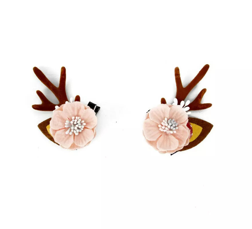 Translation missing: es.Pinzas para Pelo de Reno con Flor Rosa