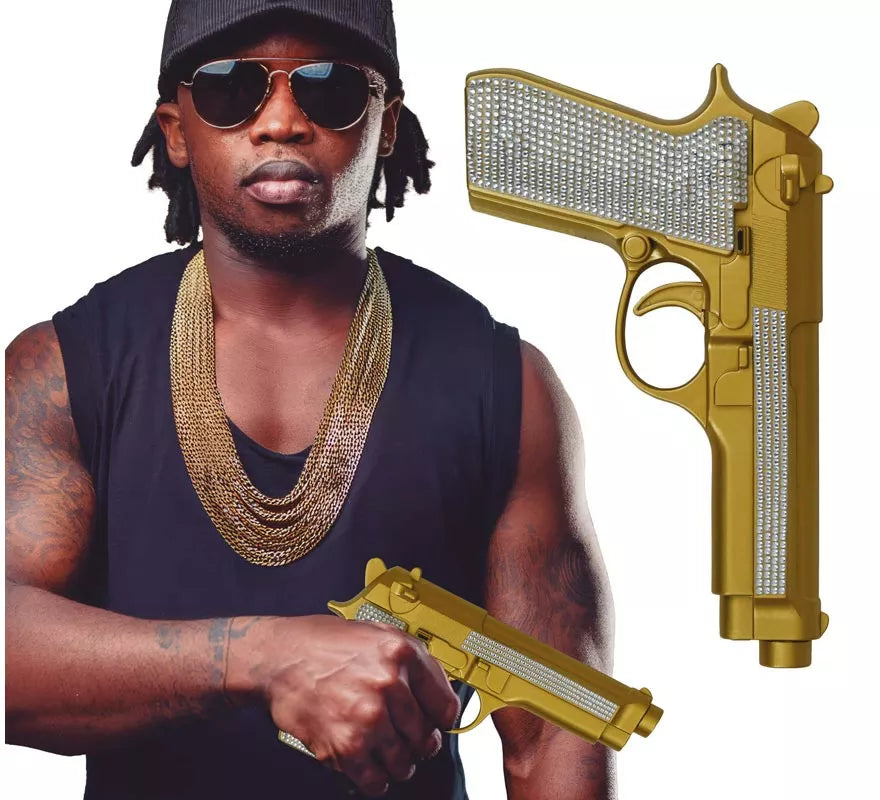 Pistola con Brillantes dorada de 25 cm