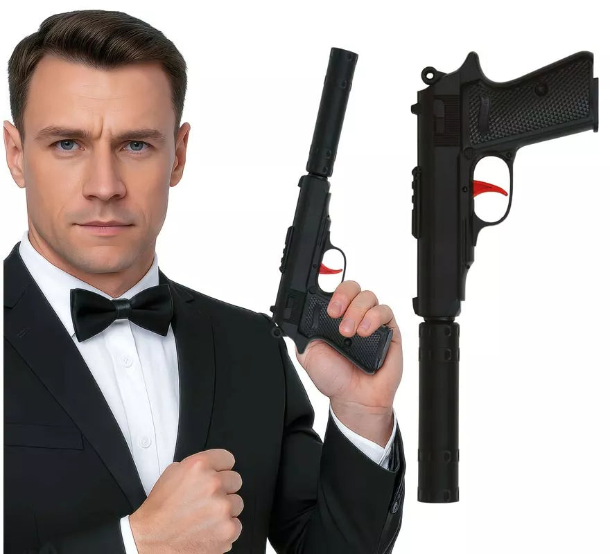 Translation missing: es.Pistola de Agente Secreto con Silenciador de 29 cm de Plástico