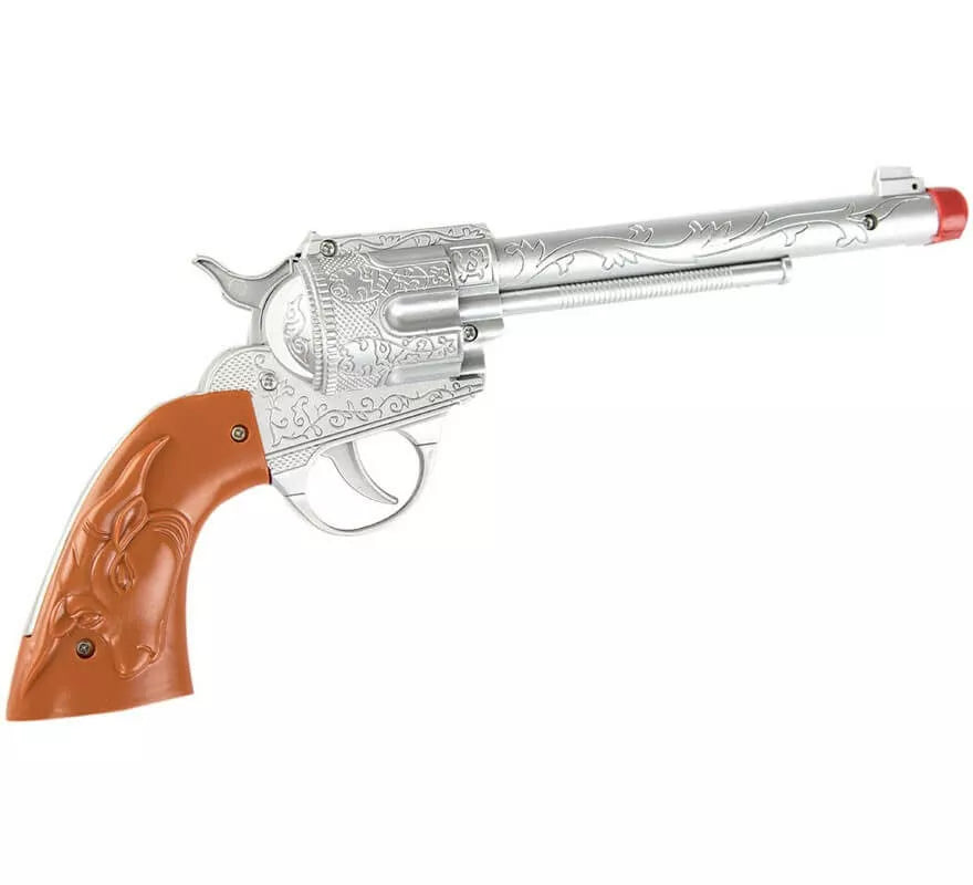 Translation missing: es.Pistola de Vaquero Marrón y Plateada