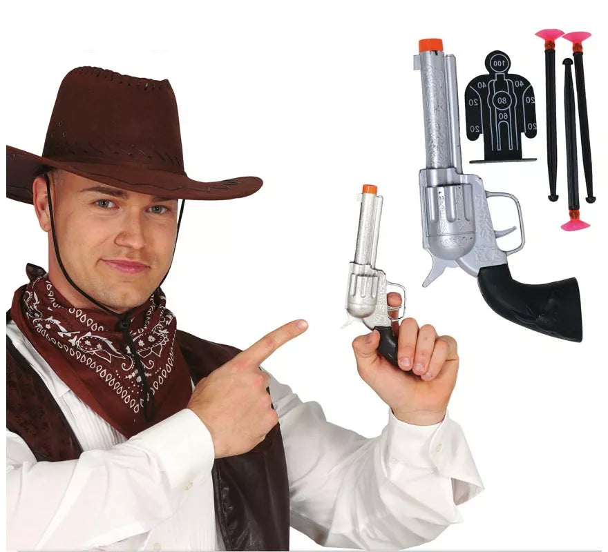 Translation missing: es.Pistola de Vaquero Plateada de 24 cm