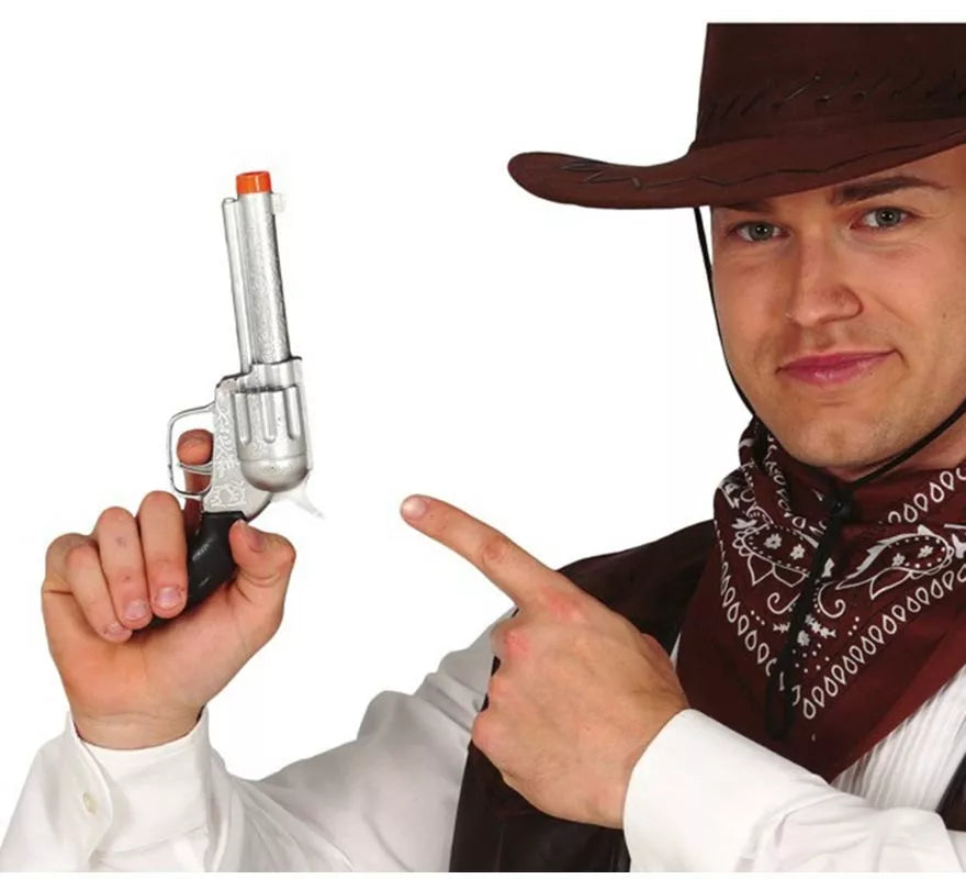 Translation missing: es.Pistola de Vaquero Plateada de 24 cm