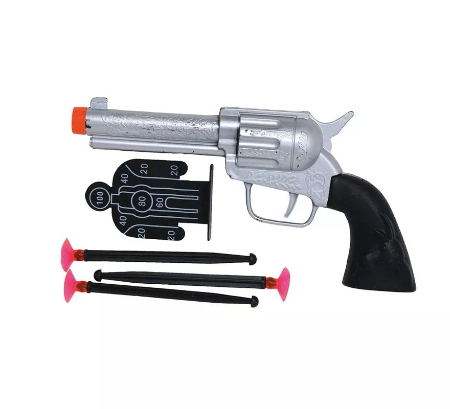 Translation missing: es.Pistola de Vaquero Plateada de 24 cm
