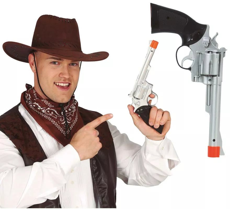 Translation missing: es.Pistola de Vaquero Plateada de 32 cm