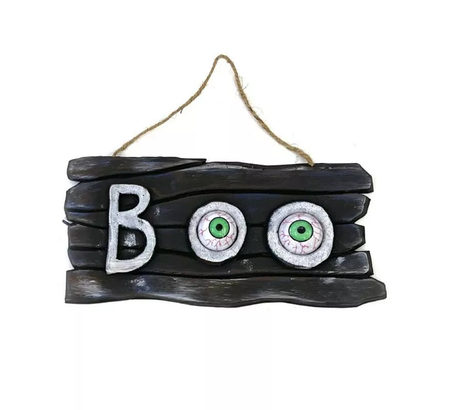 Translation missing: es.Placa Boo colgante con ojos de 30x15 cm
