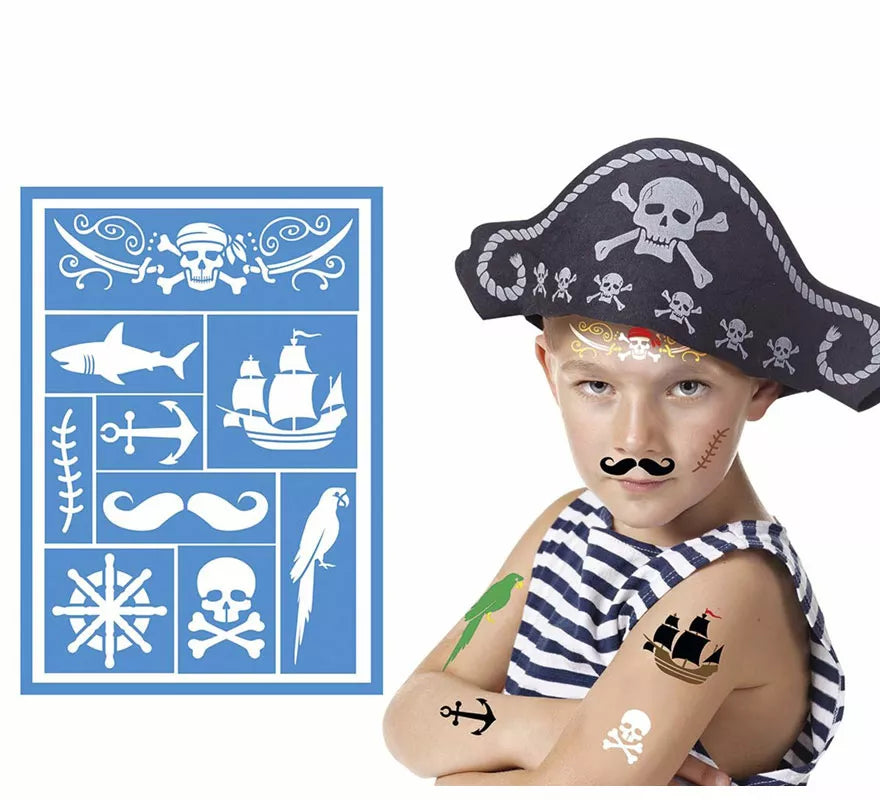 Translation missing: es.Plantilla de Maquillaje Pirata Infantil Azul de 14x20 cm
