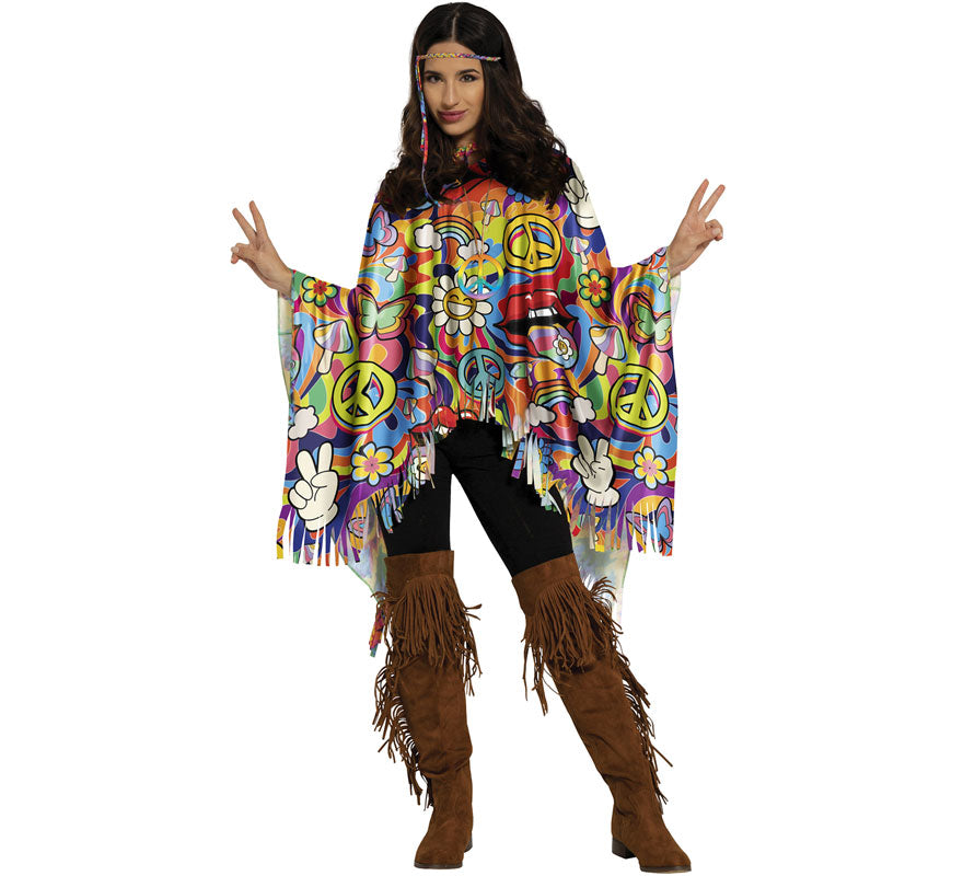 Translation missing: es.Poncho Hippie Paz multicolor adulto