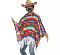 Poncho Mexicano multicolor deluxe para adulto