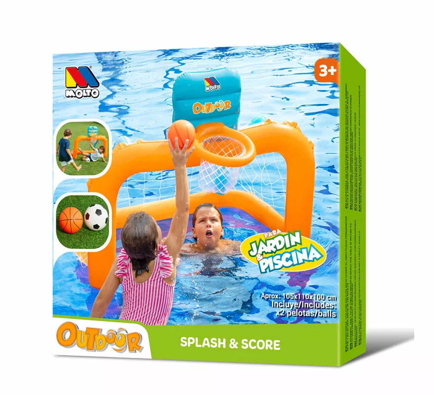 Portería y Canasta Hinchable 2 en 1 con Pelotas