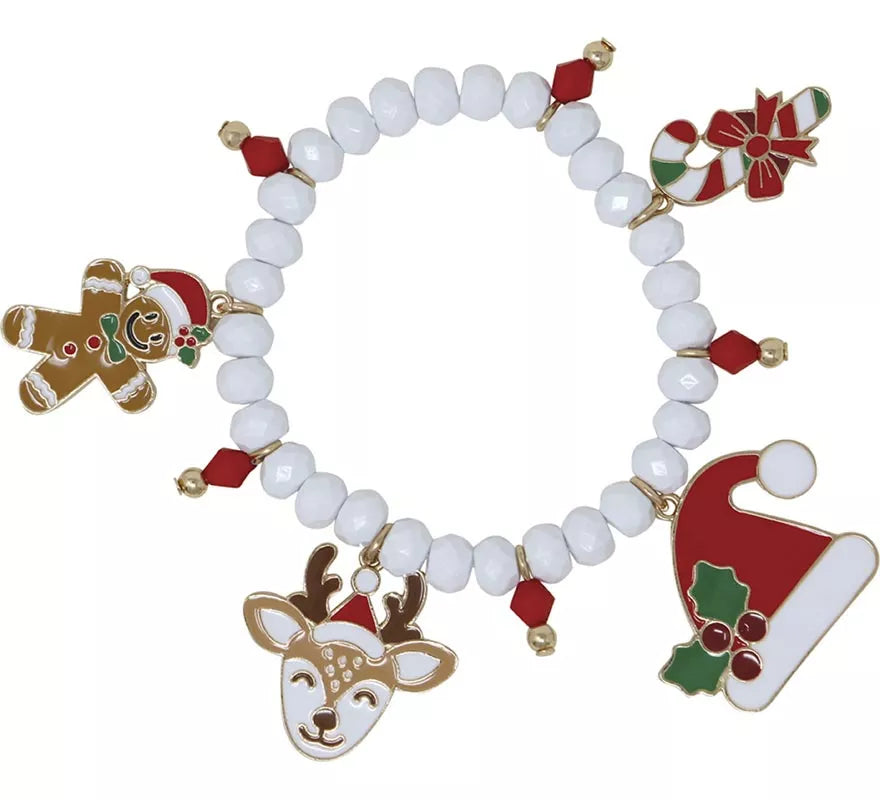 Pulsera blanca con Colgantes Navideños
