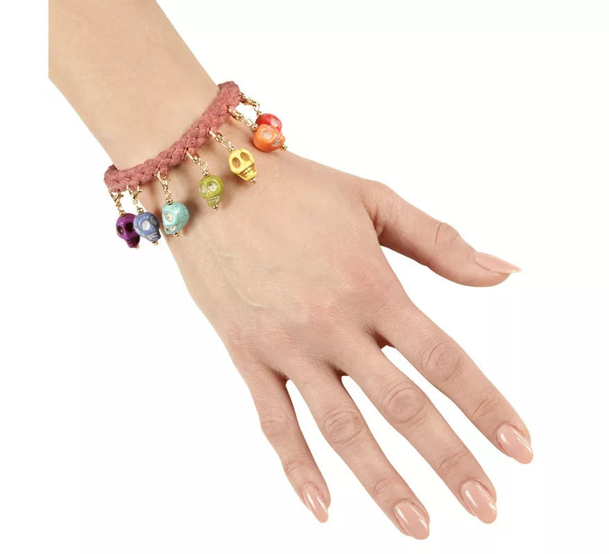 Translation missing: es.Pulsera de Cuerda con 7 Calaveras de Colores