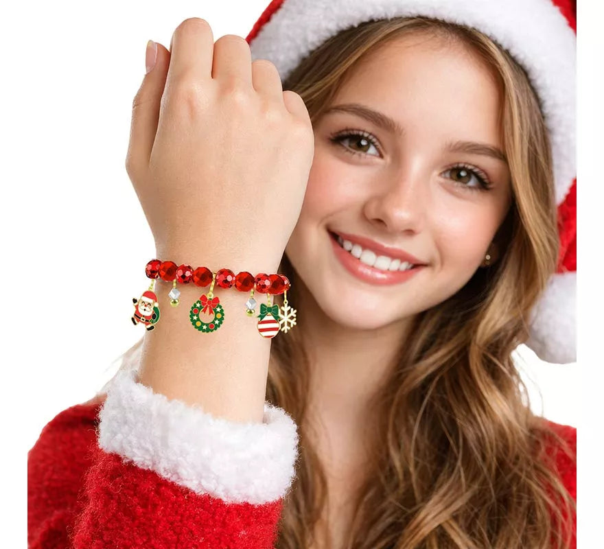 Translation missing: es.Pulsera roja con Colgantes de Reno y Árbol de Navidad