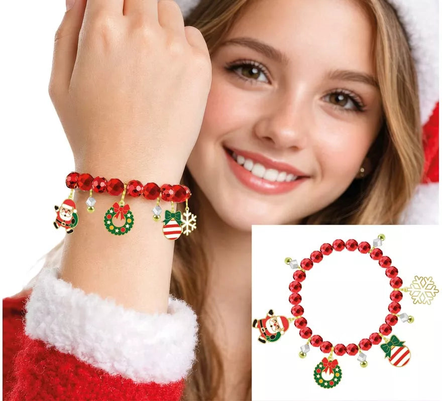 Translation missing: es.Pulsera roja con Colgantes de Reno y Árbol de Navidad