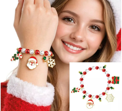 Pulsera roja y blanca con Colgantes de Papá Noel