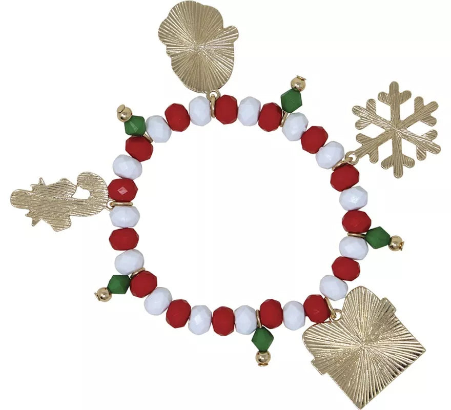 Pulsera roja y blanca con Colgantes de Papá Noel