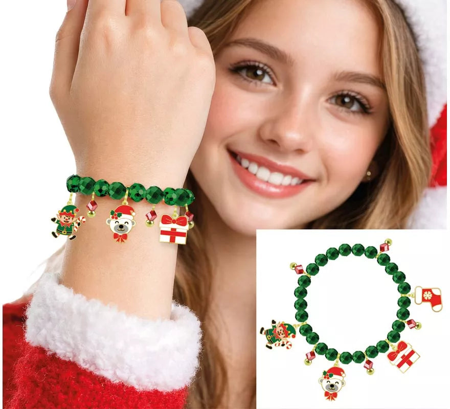 Translation missing: es.Pulsera verde con Colgantes de Papá Noel y Campana
