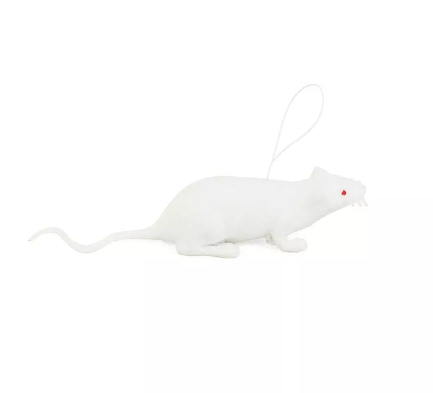 Translation missing: es.Ratón blanco con cuerda de plástico de 11 cm