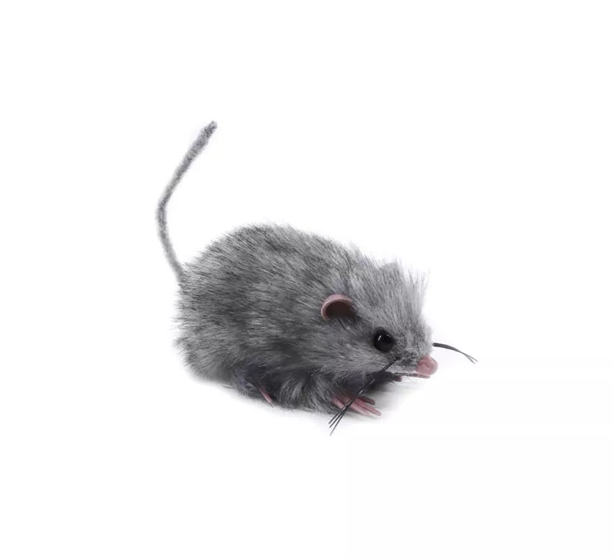 Translation missing: es.Ratón peludo gris de 13 cm