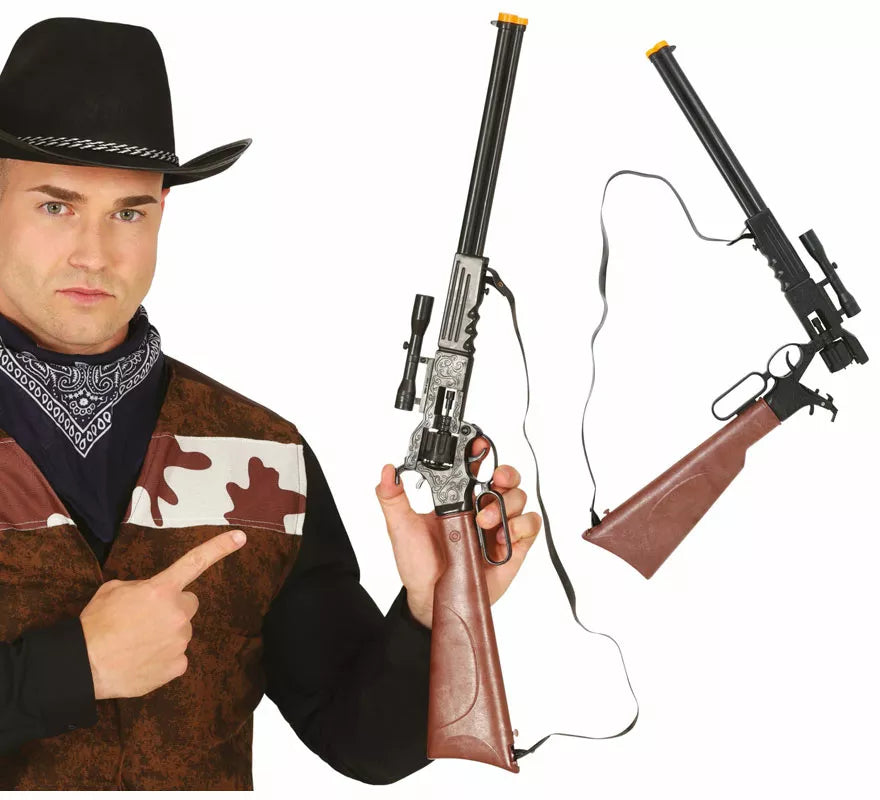 Rifle marrón con mira de 64 cm