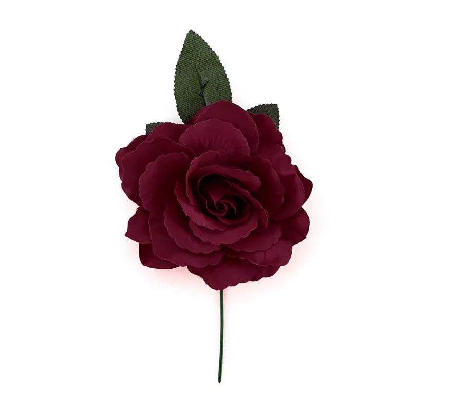 Translation missing: es.Rosa Flamenca Mediana granate de 14 cm