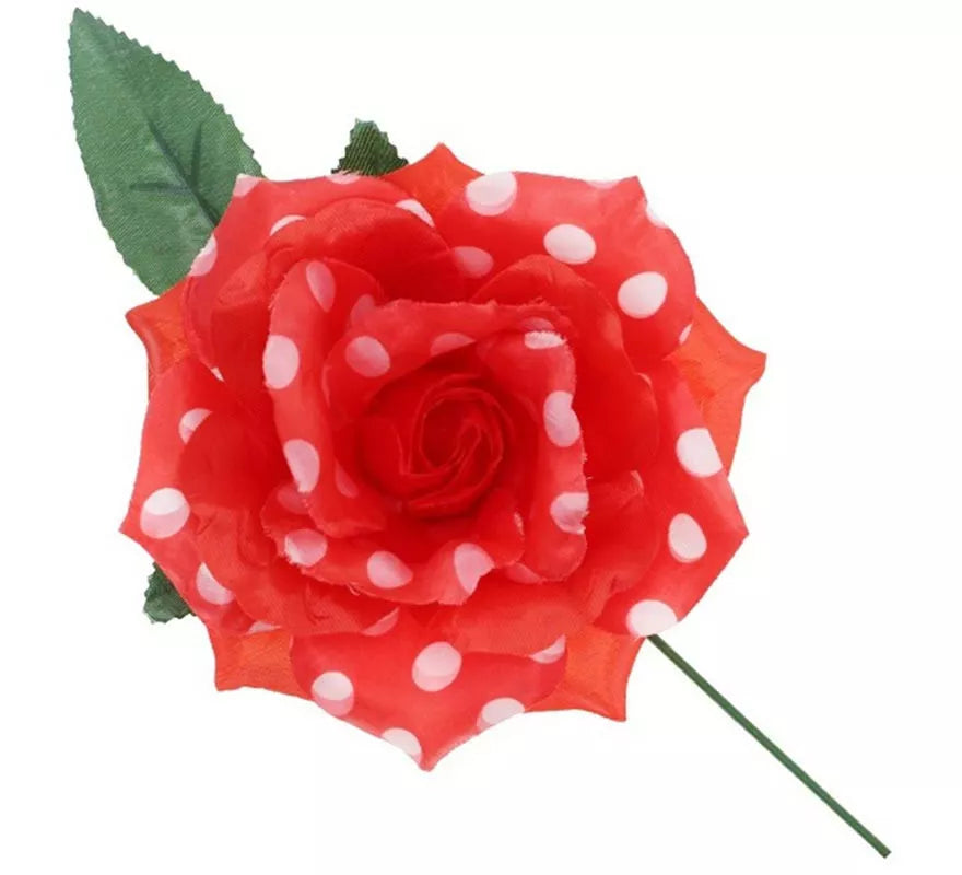 Translation missing: es.Rosa Sevillana con Lunares Blancos y Varilla 15 cm en varios colores