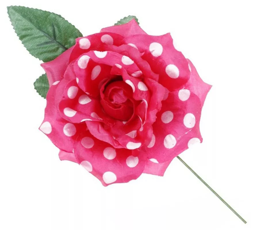 Translation missing: es.Rosa Sevillana con Lunares Blancos y Varilla 15 cm en varios colores
