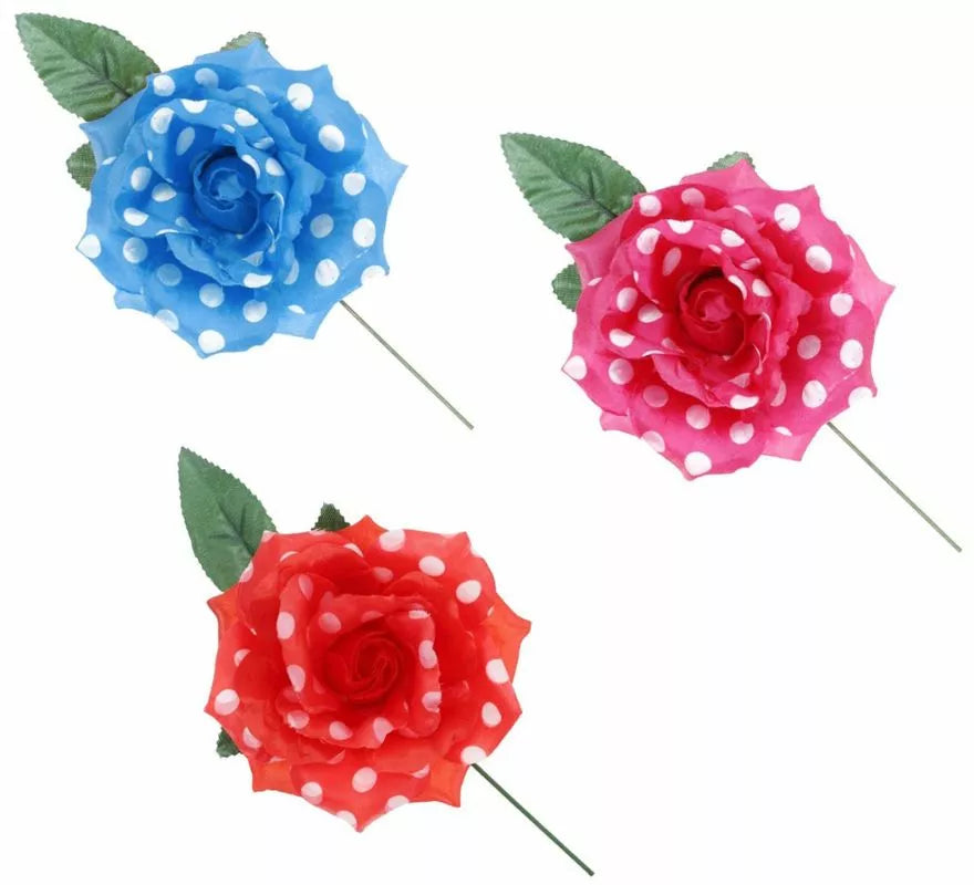 Translation missing: es.Rosa Sevillana con Lunares Blancos y Varilla 15 cm en varios colores