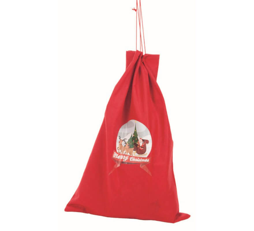 Translation missing: es.Saco de Papa Noel rojo con adorno de Santa Claus de 70x50 cm