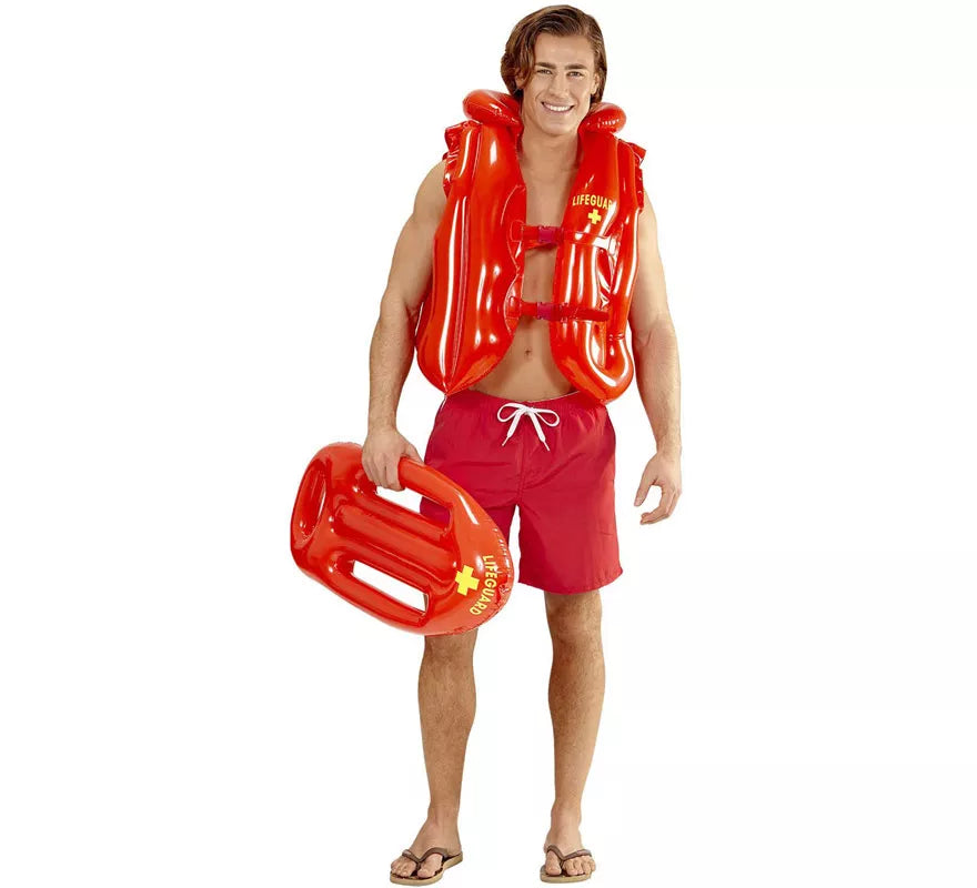 Salvavidas Hinchable Rojo de Socorrista o Vigilante de la Playa de 73 cm