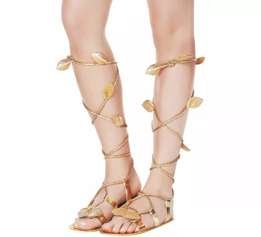 Translation missing: es.Sandalias Romanas doradas con Cintas de 27 cm para mujer