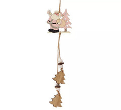 Santa de Madera con Árboles Colgante de 27 cms