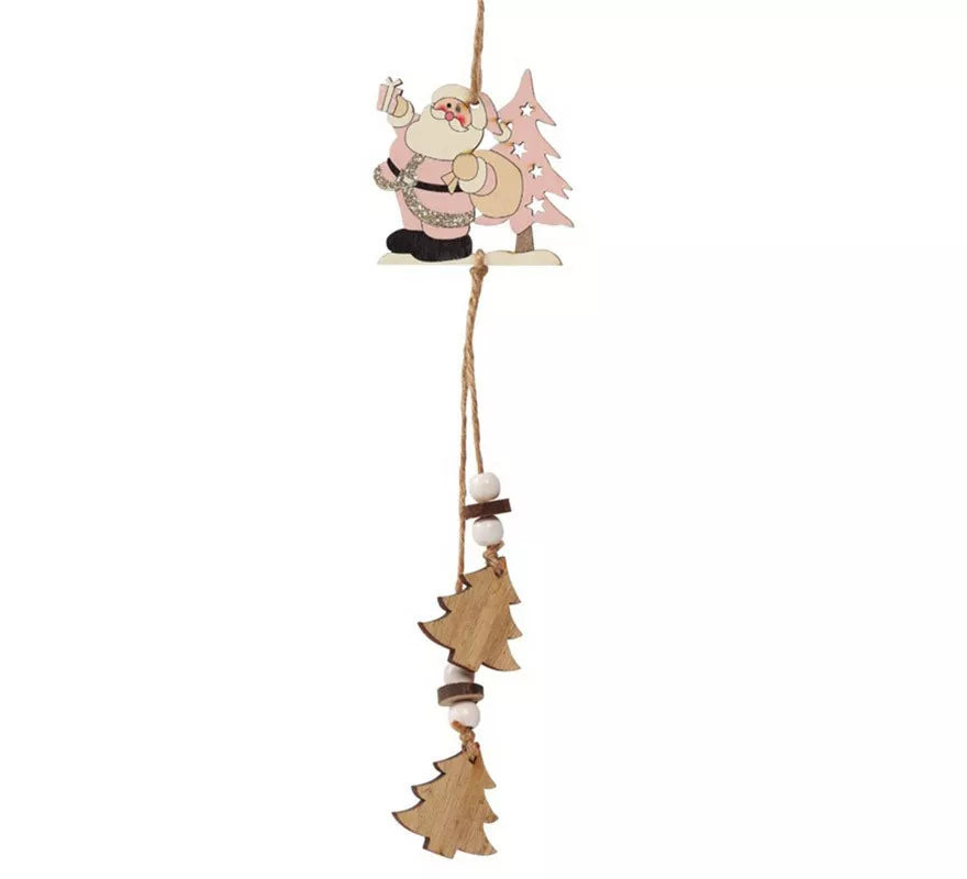 Translation missing: es.Santa de Madera con Árboles Colgante de 27 cms